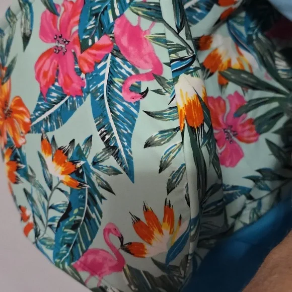 SWIM By Cacique Women's Swim TOP Bra W/Tank Overshirt Aqua Tropical Sz 28 EUC - Picture 5 of 14